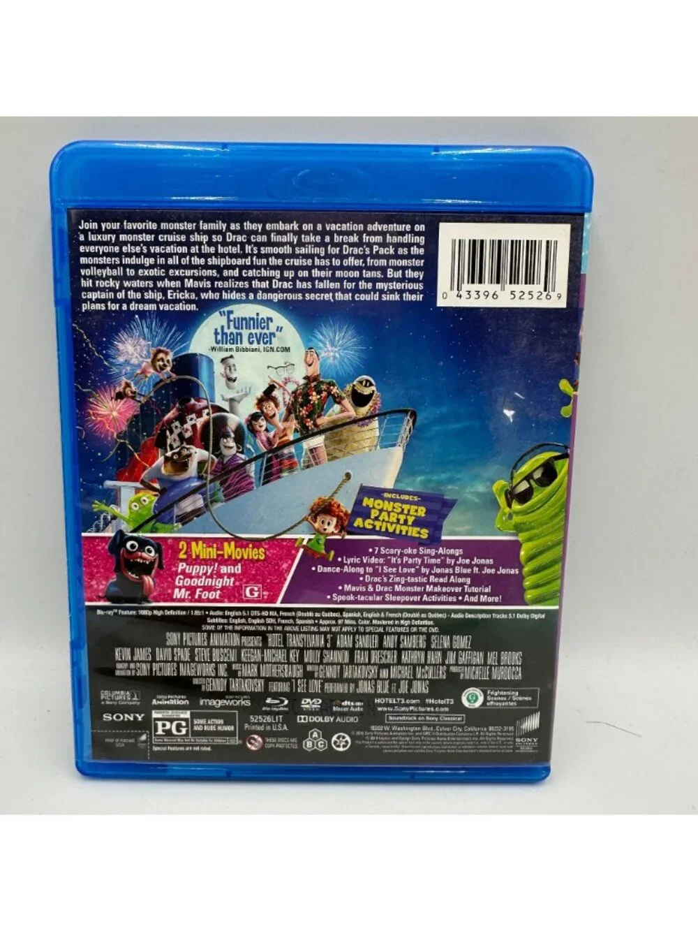 Hotel Transylvania 3 2018 BluRay DVD Adam Sandler Sony Monster Party Edition